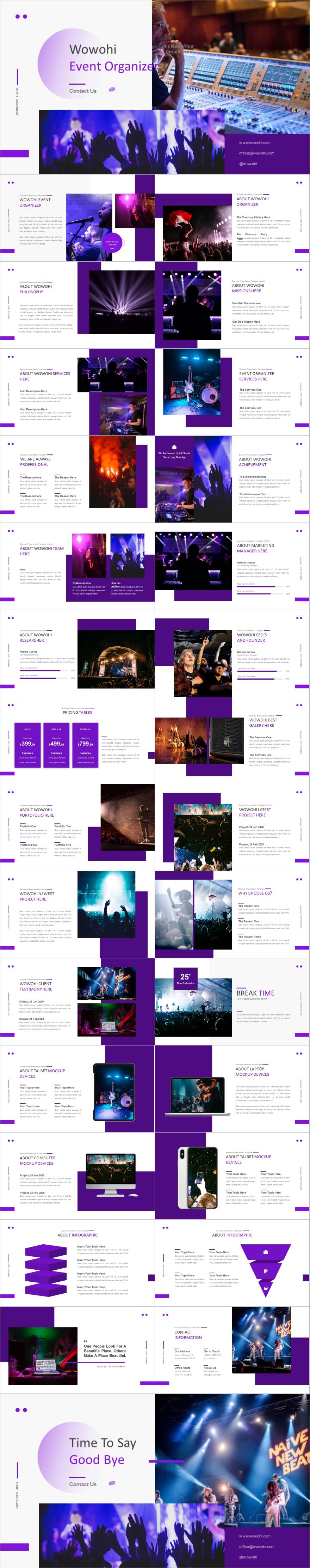 紫色杂志风音乐活动介绍PPT模板下载