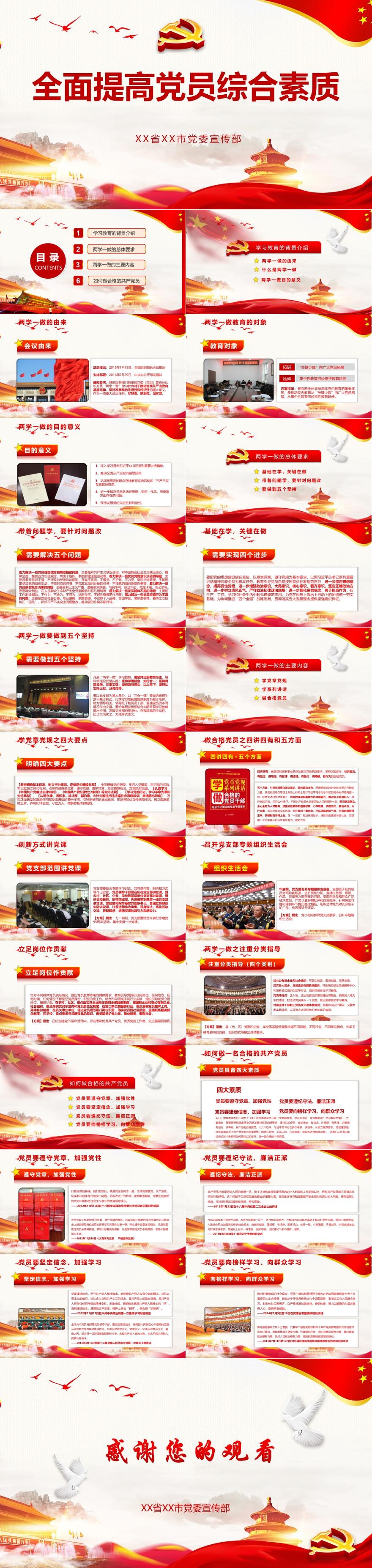 中国红全面提高党员综合素质教育PPT模板