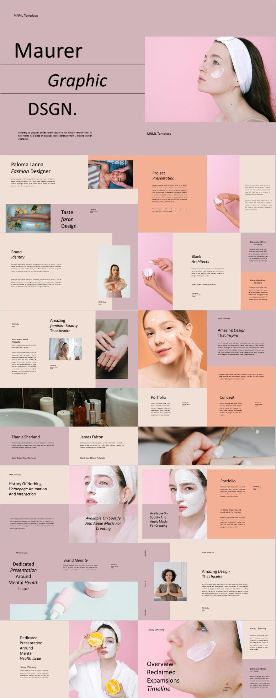 粉色杂志风美容护肤产品销售PPT模板