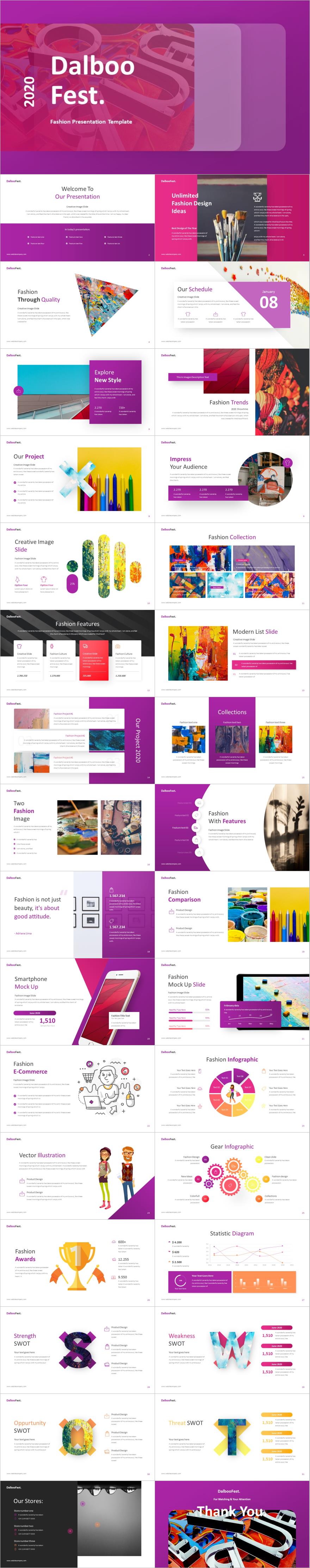 紫色杂志风国外艺术主题商业PPT模板