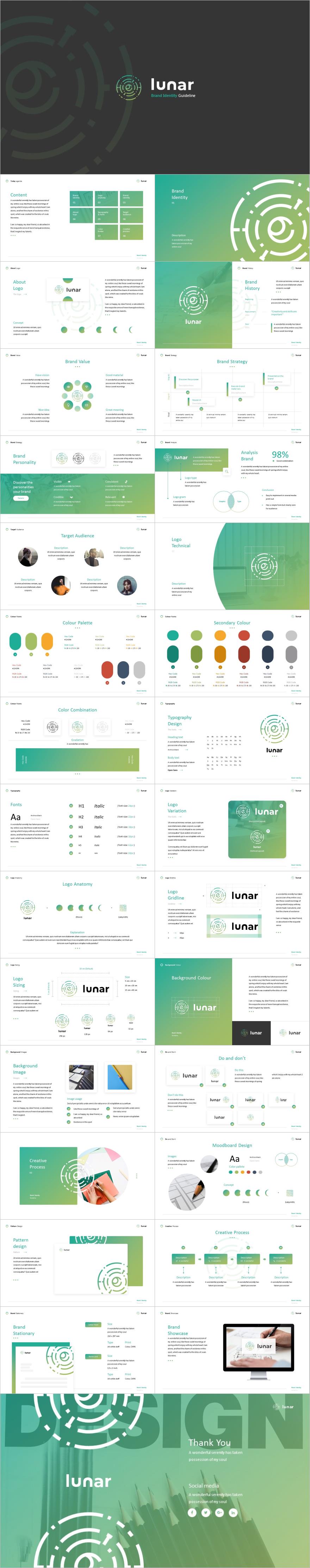 绿色简约风品牌设计项目计划书PPT模板