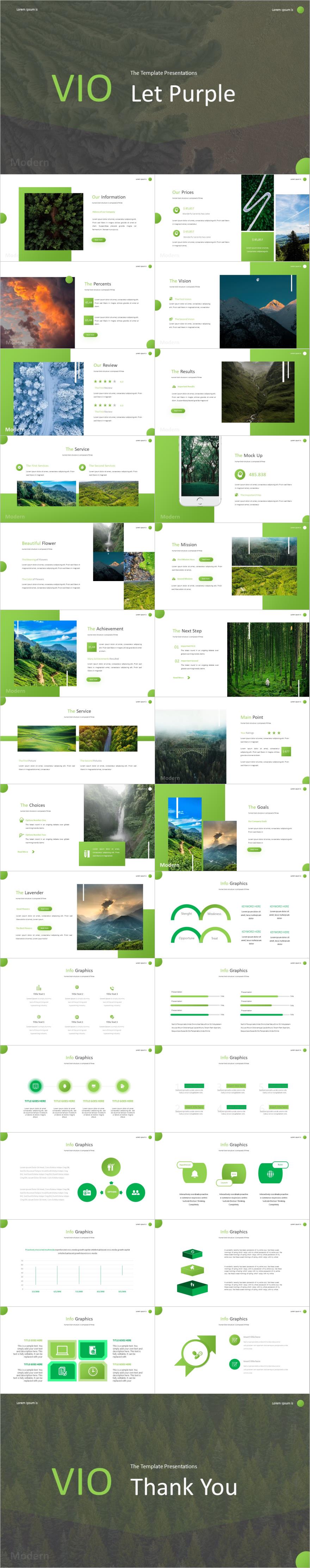 绿色杂志风自然风景项目介绍PPT模板下载